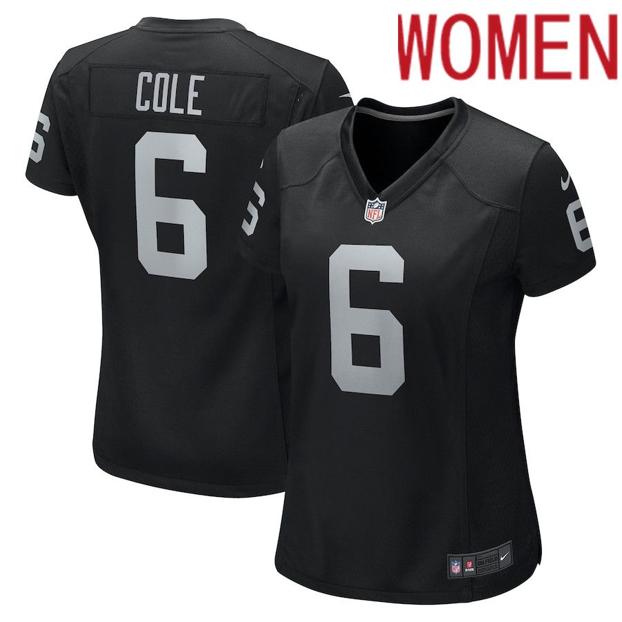 Women Oakland Raiders #6 AJ Cole Nike Black Game NFL Jersey->women nfl jersey->Women Jersey